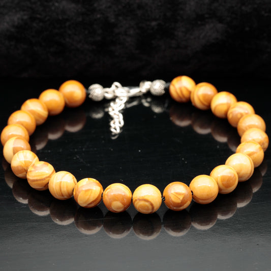 Natural Picture Jasper Beaded Clasp Anklet