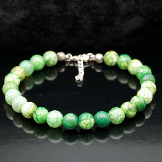 Natural Green Crackle Agate Beaded Clasp Anklet