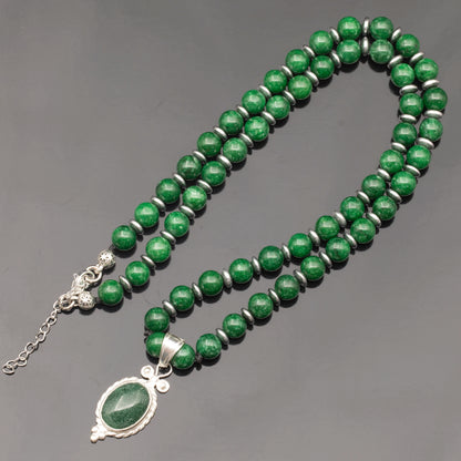 Natural Nephrite Jade Silver Pendant, Natural Nephrite Jade Beaded Clasp Necklace