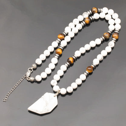 Löwenanhänger aus Messing, Makramee-Halskette mit natürlichen schwarzen Onyx- und Lavasteinperlen